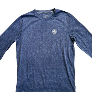 Maloja Long Sleeve Performance Shirt Mens Medium Blue Heathered Mountain Graphic